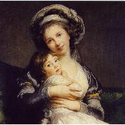 elisabeth vigee-lebrun Self-Portrait in a Turban with Her Child Spain oil painting artist